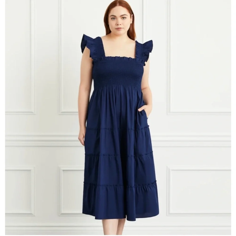 Hill House Home Ellie Nap MIDI Dress in Navy - Picture 1 of 14